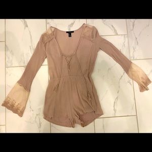 Nude long sleeved romper